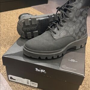 Coach Black Lace-Up Boots